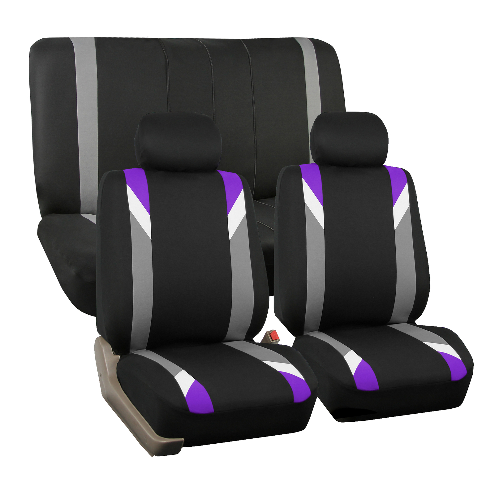 Car Seat Cover Set For Auto Sporty Purple W/ 2 Headrests