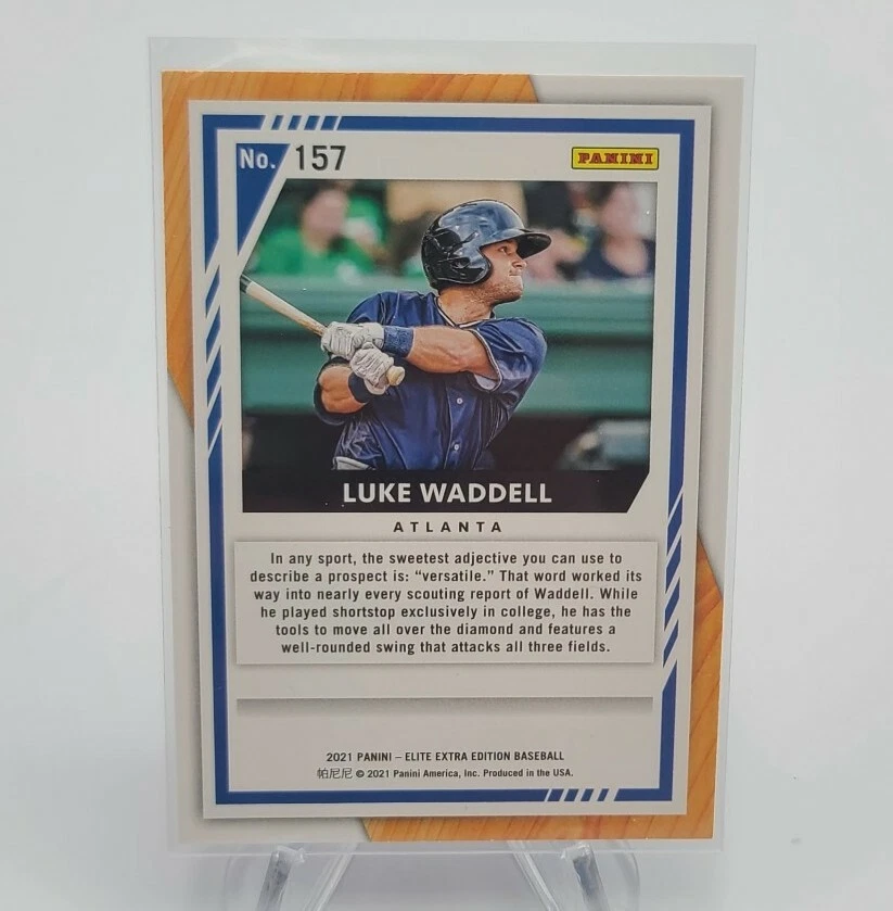 2021 Panini Elite Extra Edition Luke Waddell Pink SP RC #157 Atlanta Braves - Image 2 of 2