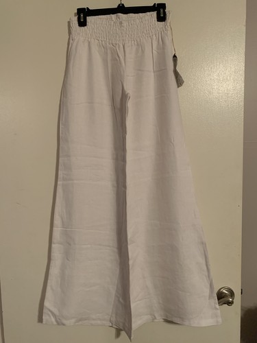 NWT Women's Young Fabulous u0026 Broke Smock Waist Wide Leg Linen Pants Size L  White | eBay