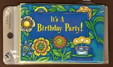 Vintage Dayspring Birthday Party Invitations, Folk Art Floral Flowers 8 Ct 44253