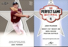 JOSH PEARSON 2020 LEAF PERFECT GAME NATIONAL SHOWCASE ROOKIE CARD #154