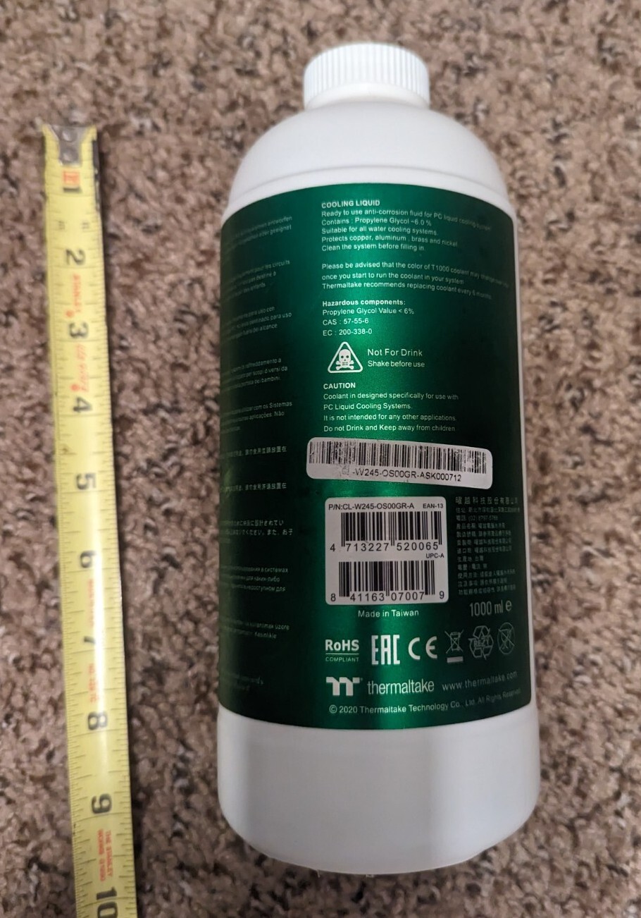 Thermaltake Clw245os00grA T1000 Transparent Coolant Green PC Coolant