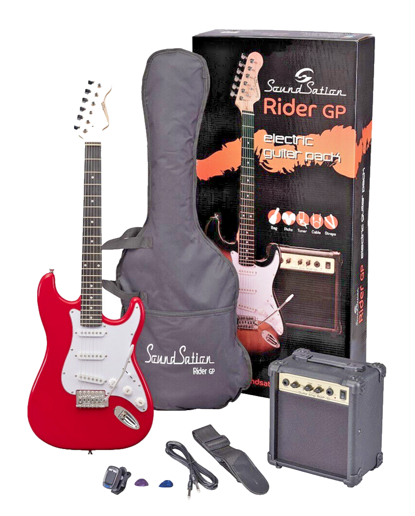 Chitarra Elettrica Amplificatore 10 w Custodia e Kit Accessori Candy Apple Red