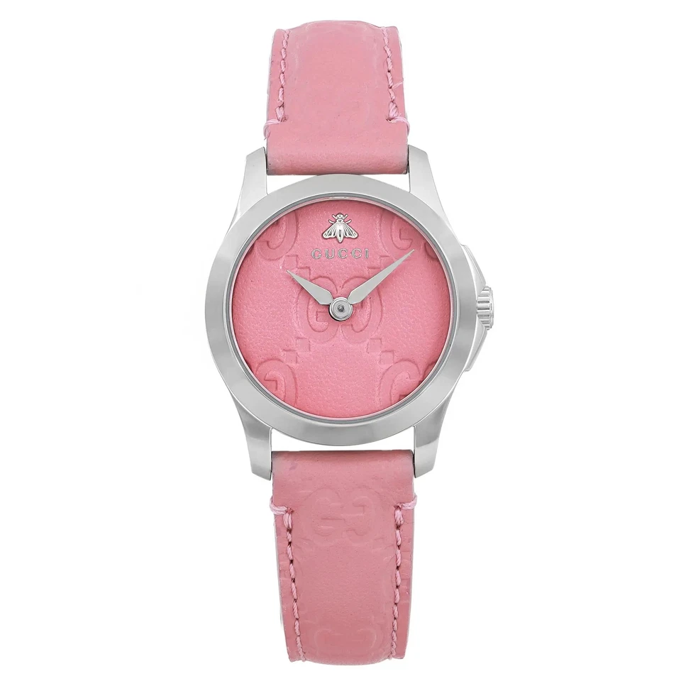 Gucci G-Timeless 27mm Steel Pink Dial Quartz Ladies Watch YA126578