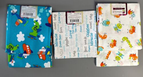 Lot of 5 FAT QUARTERS fabric cotton BABY AIRPLANES CATERPILLAR BEE BOY Waverly - Picture 1 of 4
