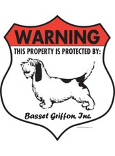 ¡Advertencia! Basset Griffon Propiedad Protegida - Cuidado Aluminio Letrero para Perros - 7" x 8"