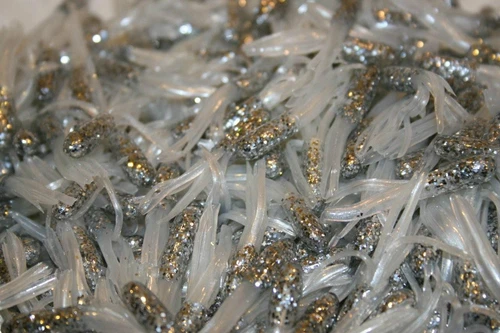 40 pk 1.5" Scale Silver / Pearl White Crappie Fishing Tube Jig Skirts Bluegill