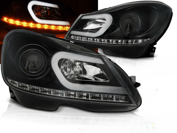 Scheinwerfer Paar Mercedes C-Klasse W204 11-14 Daylight LED LTI Schwarz-image