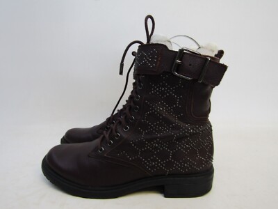Vince Camuto Womens Sz 7 M Burgundy Leather Zip Buckle High Ankle Fashion Boots