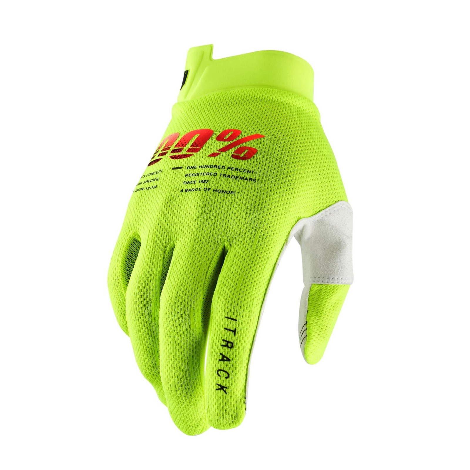 100% Adult iTrack Gloves Fluo Yellow MX Motocross Off-Road Cycle MTB