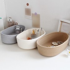 Small Woven Baskets Empty Tiny Storage Baskets Mini Cotton Rope Baskets  Oval