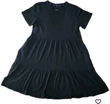 GAP Women's Soft Short Sleeve Crew Neck Tiered Dress True Black XL