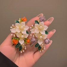New Chinese Style Flower Spring Clip Hairpin Traditional Headwear Accessory