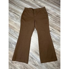 Everlane Cocoa Brown Cotton Stretch Flare Leg Pants Size 12