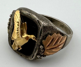 RGC Men's Black Hills Gold Sterling Silver Ring Size 9.75 Vintage 7.7g
