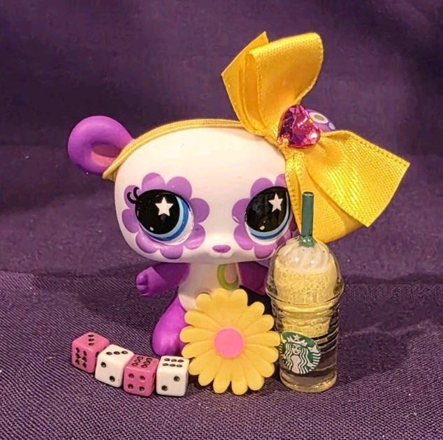 Authentic #225 Panda Purple Star Eyes Littlest Pet Shop G7 Series