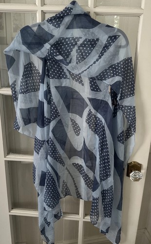 Blue Polka Dot Vest Shawl Sheer Wrap Women's One Size - Picture 9 of 9