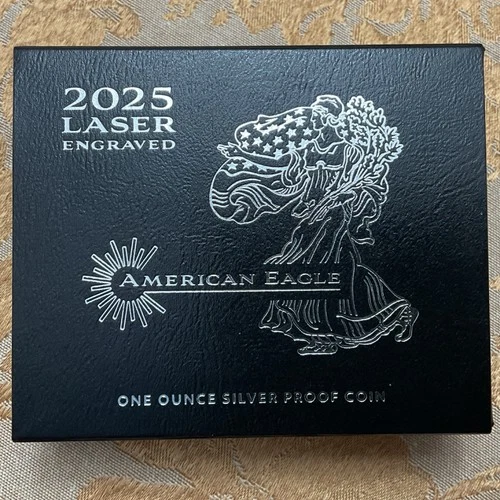 2025 W Laser privy American Eagle Proof  Dollar 1 Troy oz 99.9% fine silver. OGP