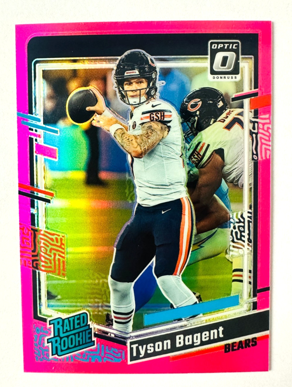 2023 Donruss Optic Tyson Bagent PINK Prizm RC #216 Bears Rookie!