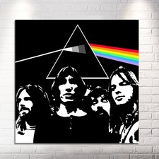Quadro Dipinto a Mano su Tela Canvas Pink Floyd 60x60 Stile Pop Art Icone