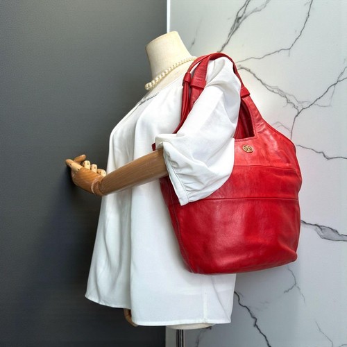 Sac fourre-tout Tory Burch en cuir rouge authentique couleur rare sac à bandoulière - Photo 4/13