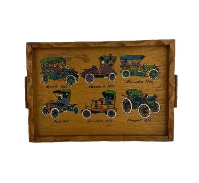 Vintage Wooden Antique Cars Display Tray Automobiles Ford Buick