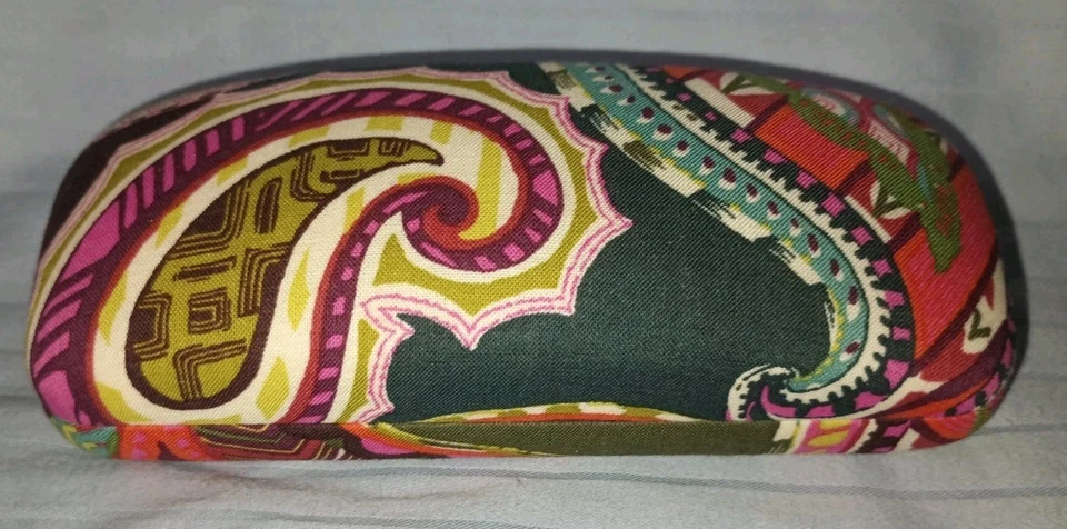 Vera Bradley - Estuche para gafas rígidas con caparazón de almeja de cachemira - Verdes, rosas -  Foto 3 de 4