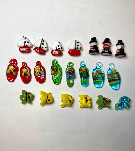 Summer Beach themed glass beads jewelry making supplies lot