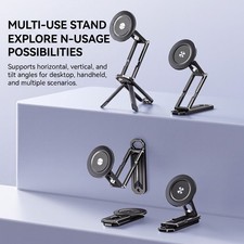 MagSafe Magnetic Phone Tripod Stand, Foldable Aluminum Alloy, 360 1/4" Thread