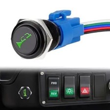 12v, 16MM Raised Speaker Momentary Push Button Switch, 5/9" Black-Green
