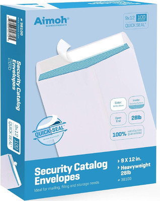 100 Pack 9x12 Self Seal Security Catalog Envelopes 28lb Tinted White