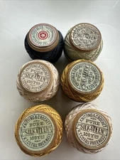 6 Vintage The American Thread Company Wooden Spools Cotton Silkateen Knitting