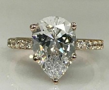 5.50 Ct Pear Cut Lab-Created White Diamond Engagement Ring 14K Rose Gold FN