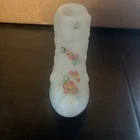 Fenton Milk Glass Hand Painted Slipper Shoe Floral Signed Vintage