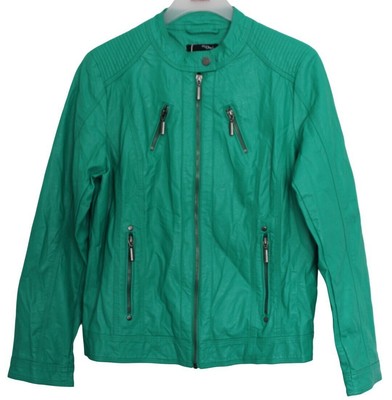 MyOwn Damen Lederimitat-Jacke im Biker-Stil, grün