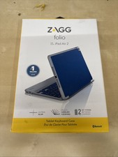 Brand NEW Zagg Folio Case, Hinged With Bluetooth Keyboard For Ipad Air 2 - Blue