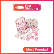 Fairy Toona Tea Party Set for Little Girls, 15 Pcs Floral Tea Time Toy