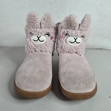 Nordstrom Llama Stuffie Pink Sheep Winter Boots Size US 12 Girls Distressed