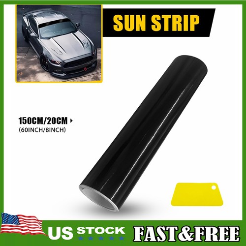 60"x8" Sun Visor Vinyl Strip Decal Black Banner Blank Windshield Sticker
