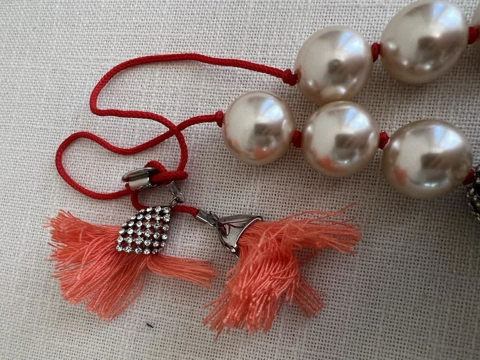 Collar De Colección Betsey Johnson Boathouse Imitación Perla Slide BP-28 Coral Naranja Foto 3 de 3