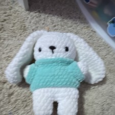 Handmade Medium Bunny Plush with Removable Mint Sweater,