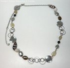 NY Silver Tone Brushed Disk Faux Stone Station Necklace 43.9g — photo 1