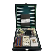 LEED’S Magnetic Game Set Backgammon Chess Cribbage Dominoes Checkers Poker