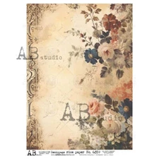 Neutral Floral | A4 Rice Paper | Paper for Decoupage | AB Studios