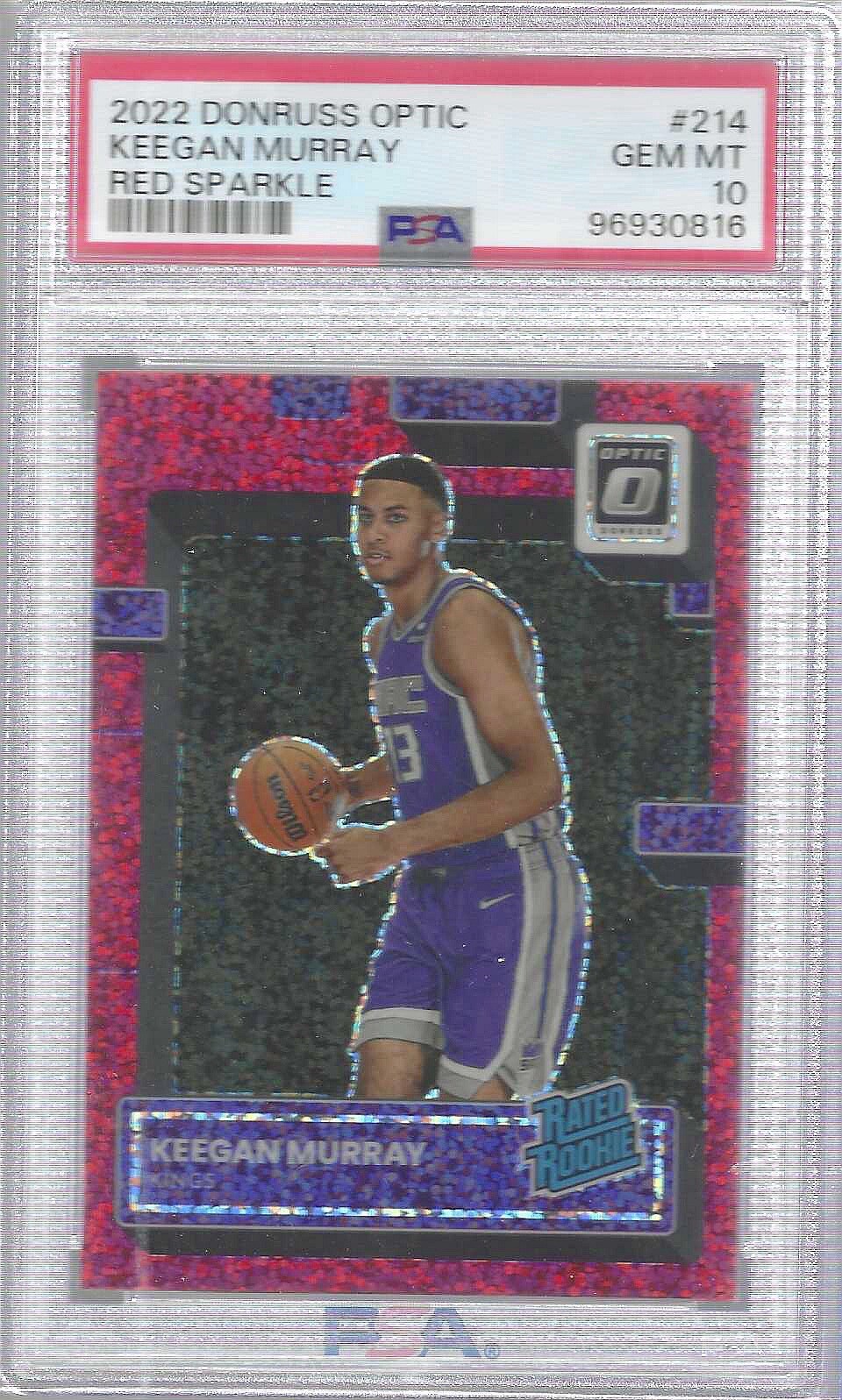 KEEGAN MURRAY 2022 PANINI DONRUSS OPTIC RED SPARKLE SSP RC #214 PSA 10 GEM MINT