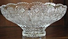 Bohemian Czech Crystal 6" Round Bowl Hand Cut Queen Lace 24 Lead Glass