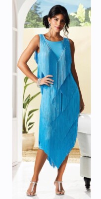 Sz XL Midnight Velvet Aqua Blue Formal Wedding Church Frankie Fringe Maxi  Dress | eBay