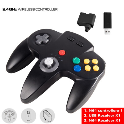 2.4GHz Wireless N64 Controller,Gamepad for Nintendo 64/PC Mac Window &Rumble Pak