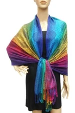 NEW Rainbow Long Elegant Soft Long  Paisley PASHMINA SCARF/WRAP/SHAWL/ BH-1401