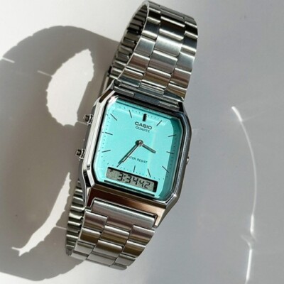 Casio] AQ-230A-2A2 Retro Square Turquoise Blue Retro Public